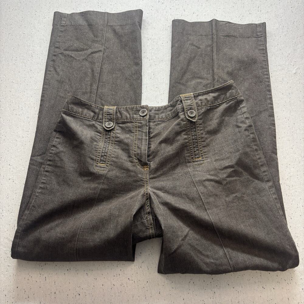 Westbound Womens Pants Size 8 Gray Denim Button Detail Mid Rise Straight Leg